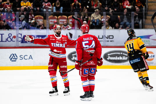 Timrås Jonathan Dahlén och Robin Hanzl  jublar
