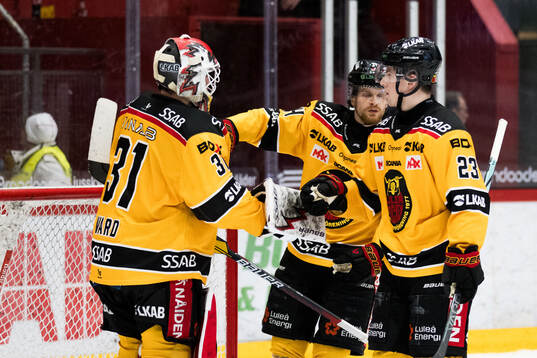 Luleås Matteus Ward och Jesper Sellgren jublar