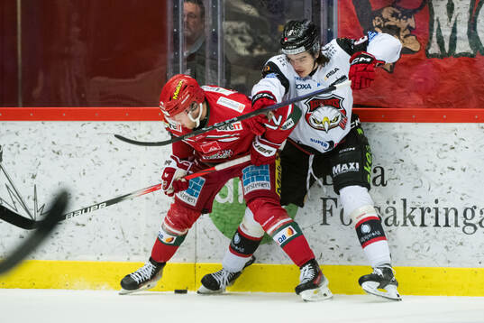 Malmö Redhawks Dominik Badinka och MoDos Oscar Pettersson
