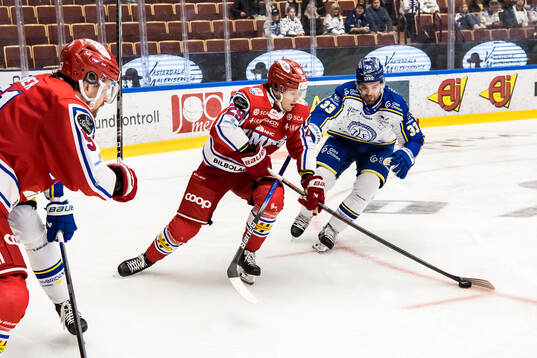 Timrås Filip Hållander och Leksands Eddie Larsson
