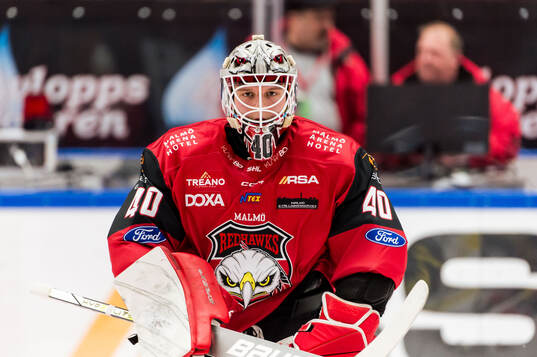 Malmö Redhawks målvakt Oskar Blomgren