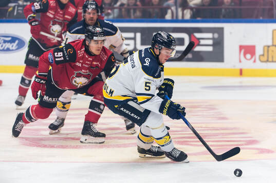 Malmö Redhawks Axel Sundberg och  HV71s Victor Sjöholm