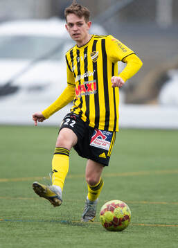 IFK Hässleholms Harry Thomasson i träningsmatchen mellan