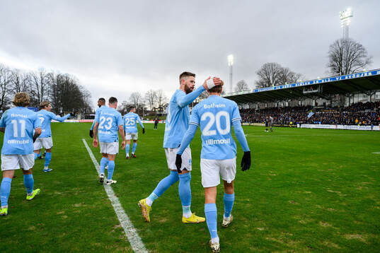 Malmö FFs Pontus Jansson och Erik Botheim jublar