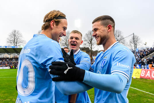 Malmö FFs Erik Botheim, Sebastian Jörgensen  och Gabriel