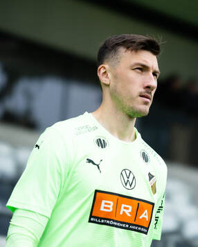 Häckens målvakt Andreas Linde innan träningsmatchen i