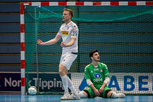 Niklas Espegren of Sandefjord celebrates