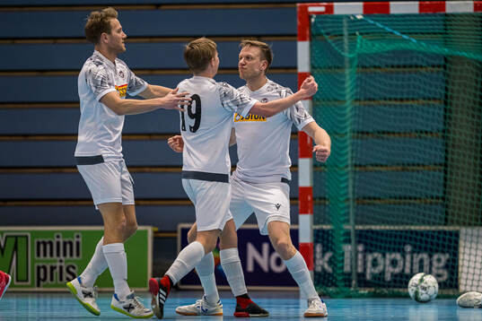 Niklas Espegren of Sandefjord celebrates