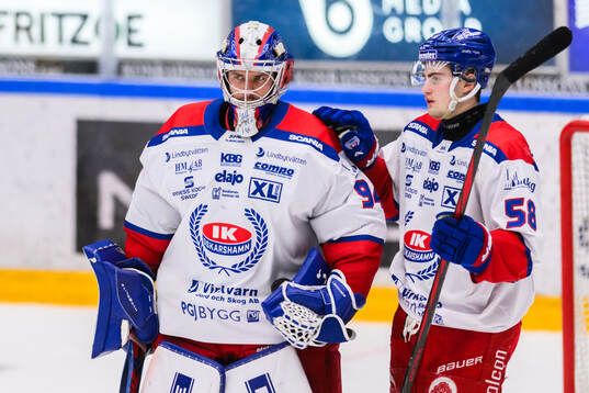 Oskarshamns målvakt Marek Langhamer och Hugo Jonasson
