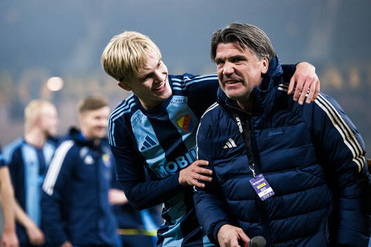 Djurgårdens Lucas Bergvall och sportchef Bosse Andersson
