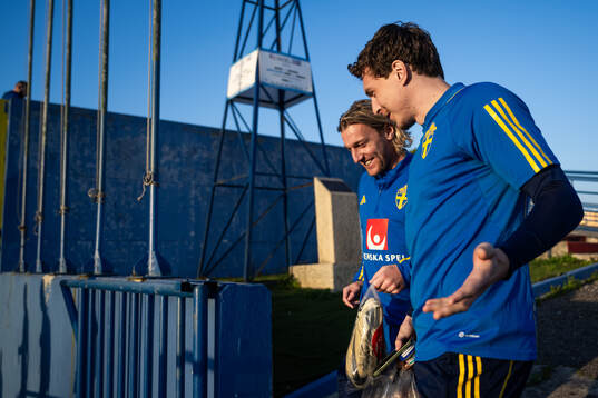 Emil Forsberg and Victor Nilsson Lindelöf of the Swedish