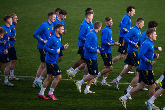Anton Salétros with team mates of the Swedish men's
