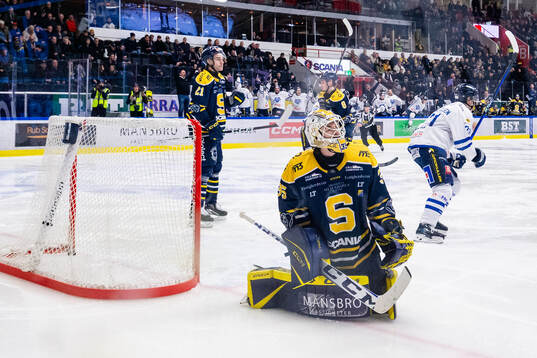 Södertäljes målvakt Tomas Sholl deppar