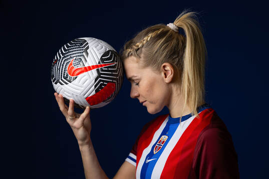 Ada Hegerberg of the Norwegian national football team poses