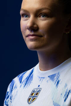 Frida Maanum of the Norwegian national football team poses