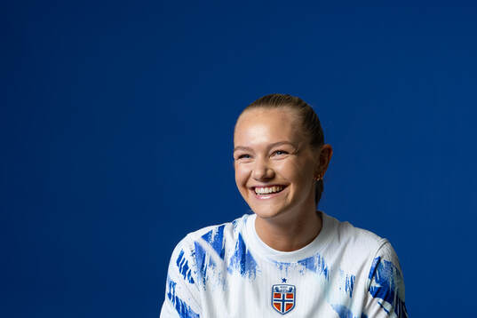 Frida Maanum of the Norwegian national football team poses