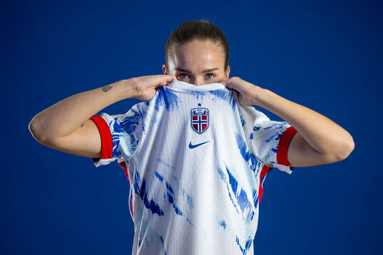 Guro Reiten of the Norwegian national football team poses