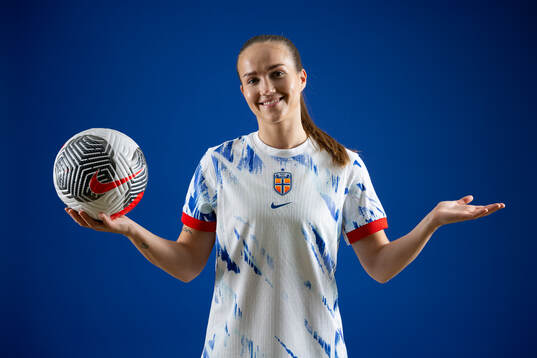 Guro Reiten of the Norwegian national football team poses
