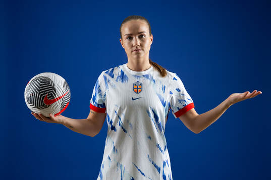 Guro Reiten of the Norwegian national football team poses