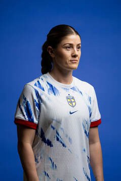 Maren Mjelde of the Norwegian national football team poses