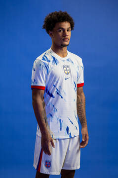 Oscar Bobb of the Norwegian national football team poses