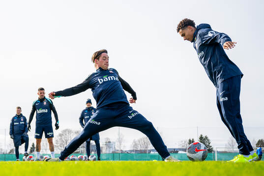 Patrick Berg and Antonio Nusa of the Norwegian national