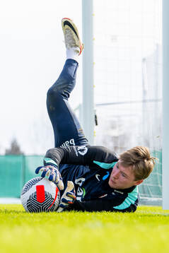 Goalkeeper Mathias Dyngeland of the Norwegian national