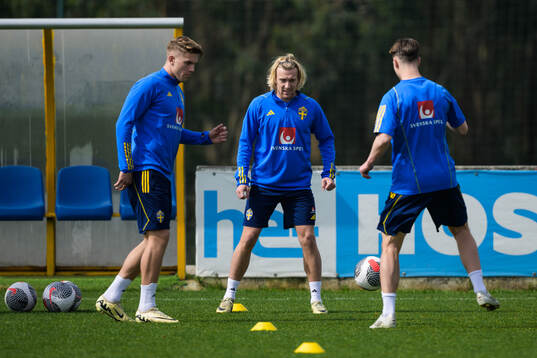 Viktor Gyökeres, Emil Forsberg and Simon Olsson of the