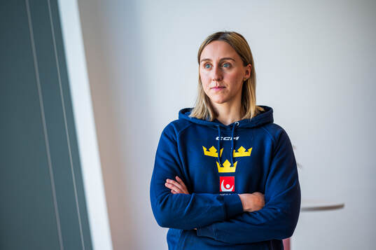 Player Hanna Olsson of Sweden’s women national Ice Hockey