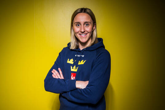 Player Hanna Olsson of Sweden’s women national Ice Hockey