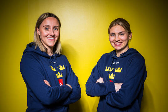 Player Hanna Olsson and Goaltender Ida Boman of Sweden’s