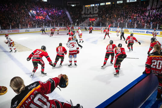 Luleås spelare jublar och åker in på planen
