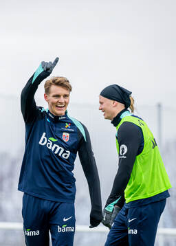 Martin Ødegaard and Erling Braut Haaland of the Norwegian