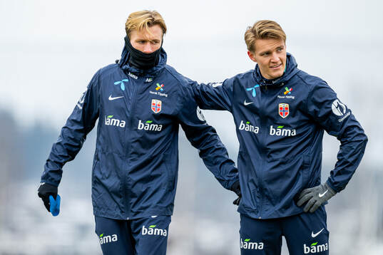 Marcus Holmgren Pedersen and Martin Ødegaard of the