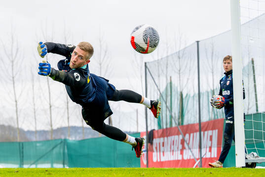 Goalkeeper Egil Selvik and goalkeeper Mathias Dyngeland of