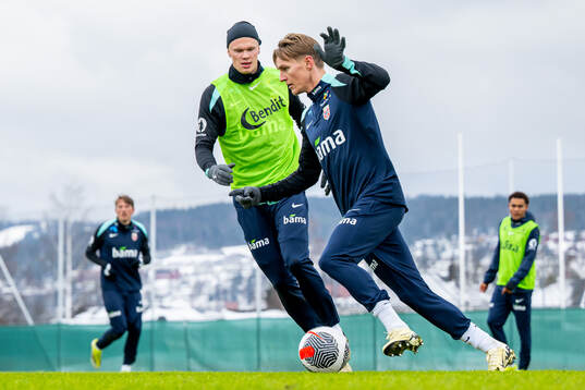 Erling Braut Haaland and Martin Ødegaard of the Norwegian