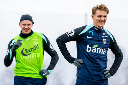 Erling Braut Haaland and Martin Ødegaard of the Norwegian