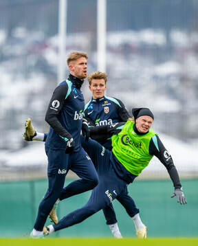 Kristoffer Ajer, Martin Ødegaard and Erling Braut Haaland