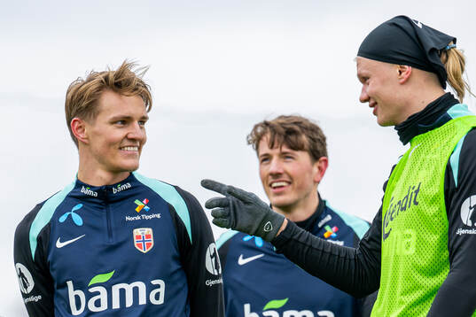 Martin Ødegaard, Sander Berge and Erling Braut Haaland of