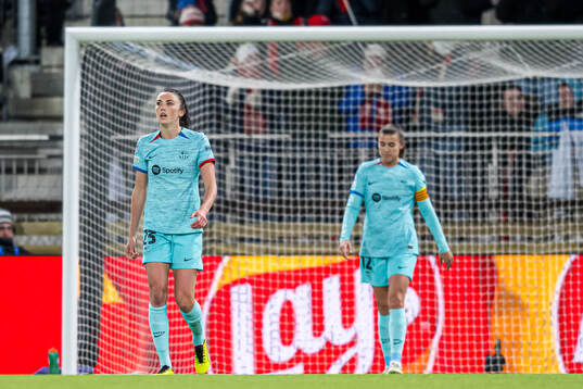 Ingrid Syrstad Engen of Barcelona looks dejected