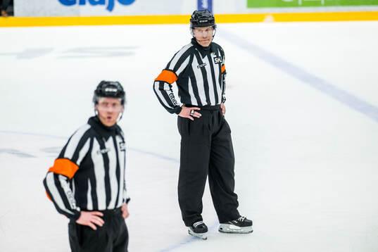 Domare Tobias Björk och Domare Mikael Nord