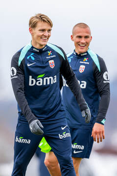 Martin Ødegaard and Leo Skiri Østigård of the Norwegian