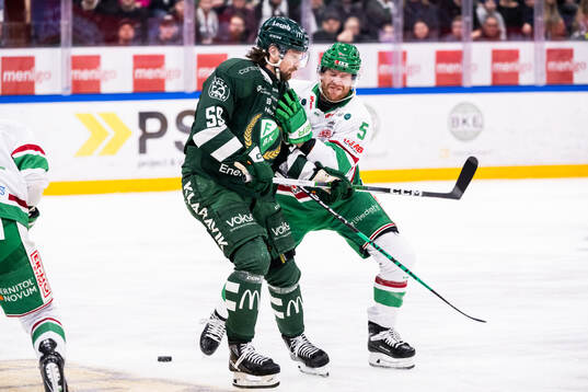 Färjestads Linus Johansson och Rögles Ludvig Claesson