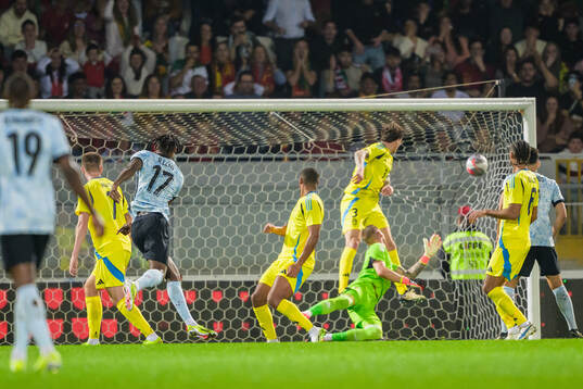 Rafael Leao of Portugal scores the 1-0 goal against