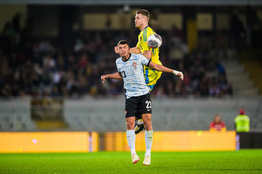 Matheus Nunes of Portugal and Mattias Svanberg of Sweden
