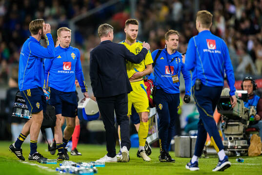 Head coach Jon Dahl Tomasson and Mattias Svanberg of Sweden