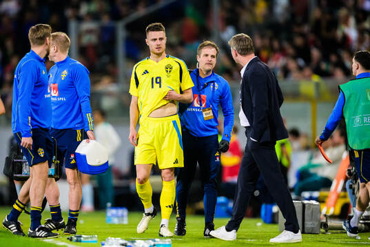 Mattias Svanberg of Sweden leaves the pitch