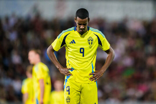 Alexander Isak of Sweden looks dejected