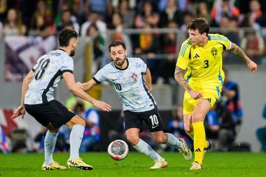 Victor Nilsson Lindelöf of Sweden against Joao Marlo and