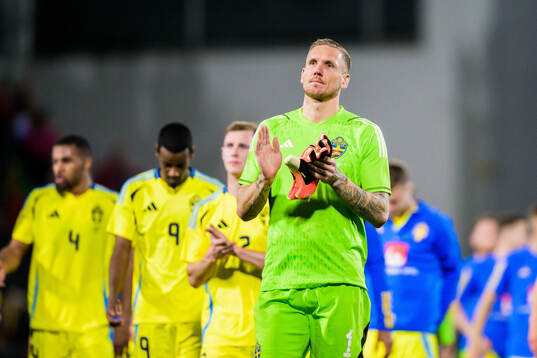 Goalkeeper Robin Olsen of Sweden looks dejected